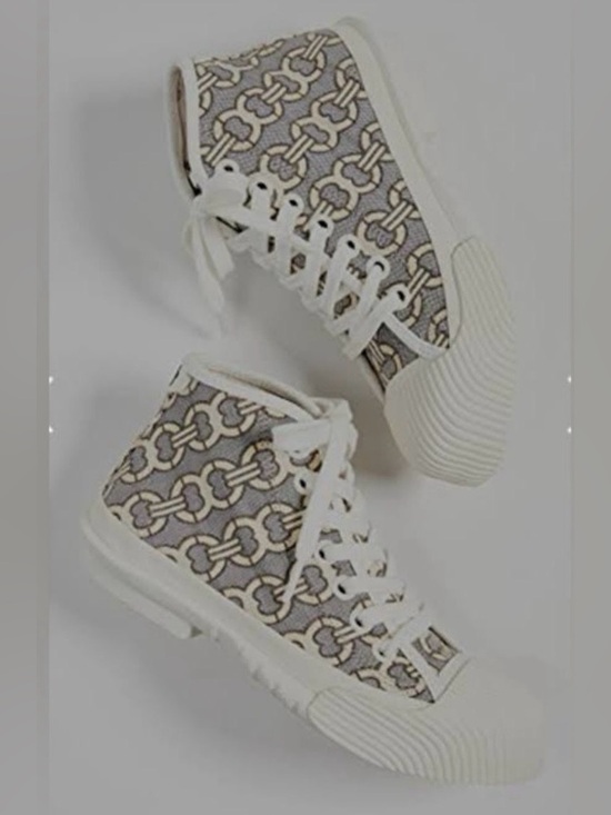 Tory Burch Shoes - NWT Tory Burch Buddy Cap Toe Canvas Off White High Top Sneakers/Duck Shoes